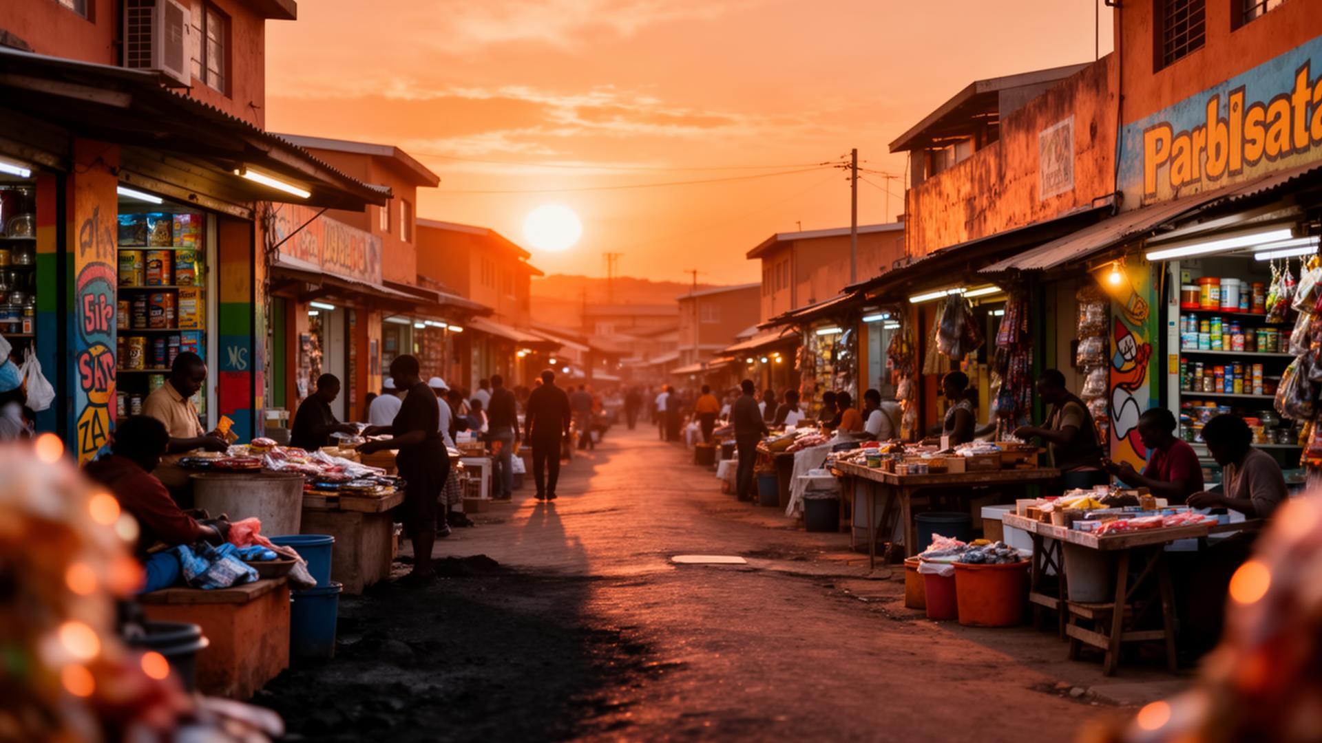 Township market at golden hour